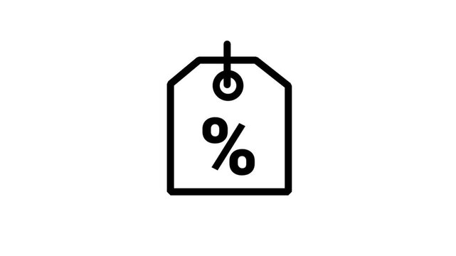 Discount Or Percentage Tag Icon Animation. Simple animated percentage tag icon representing discounts, sales, and promotional offers in retail.