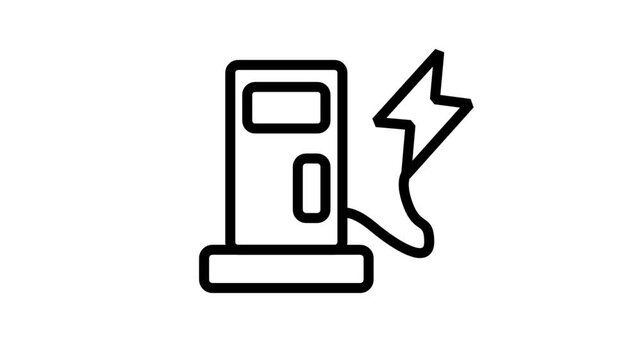 Electric Charging Station Icon Animation. Animation of a gas pump with a lightning bolt representing electric vehicle (EV) charging stations.