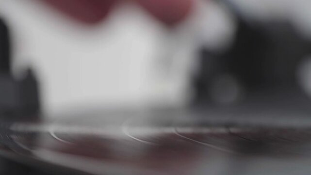 Vinyl record player macro photography
