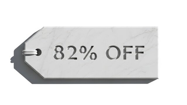 Discount Tag with 82 Percent Off.