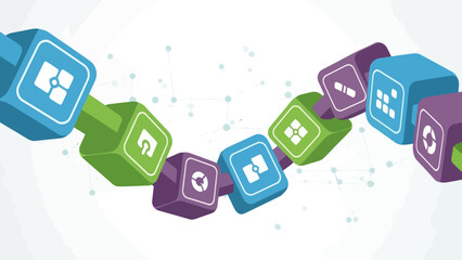 Obraz premium Colorful 3D Blocks with Various Icons.