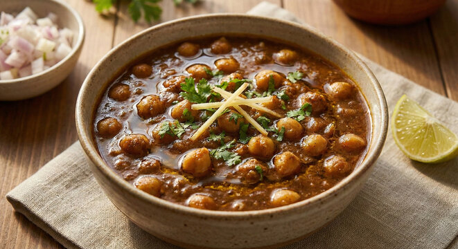 Chole masala served in a bowl