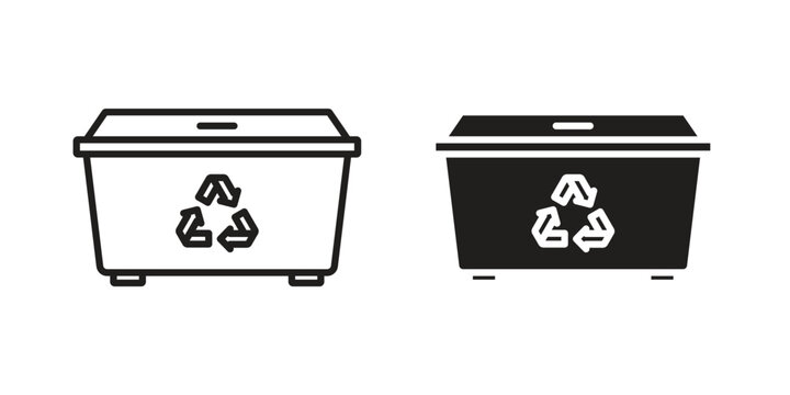Dumpster icons in different styles. Simple icon design