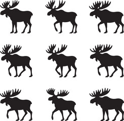 Fototapeta premium moose silhouettes in various walking positions