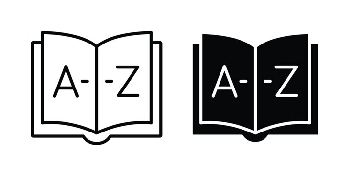 Glossary icons in different styles. Simple icon design