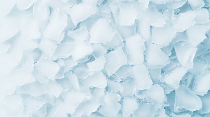 Obraz premium Close up macro view of jagged ice crystals forming on a smooth blue background surface.
