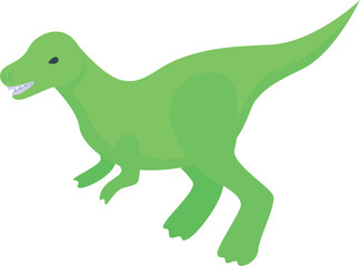 Obraz premium Isometric green dilophosaurus walking and showing teeth