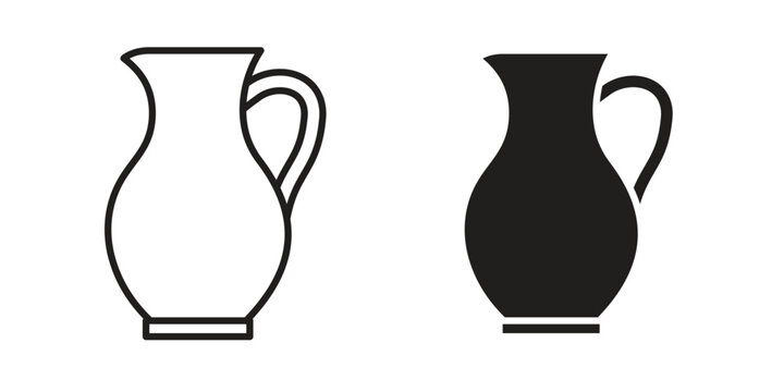 Jug icons in different styles. Simple icon design