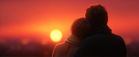 A romantic couple wraps around each other like sunset colors in a warm embrace
