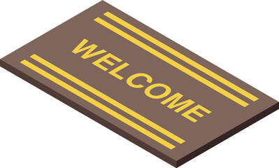 Isometric welcome mat with yellow stripes, providing a warm greeting for visitors