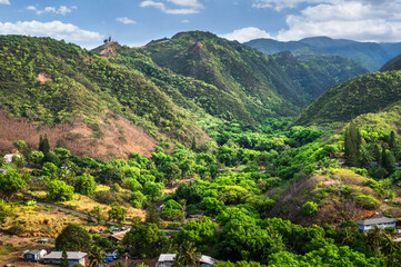 Lush green valley landscape on the north coast of Maui near Kahakuloa village, Hawaii, United States © EyesTravelling