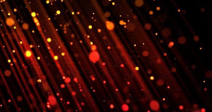 red light rays yellow spots on black background