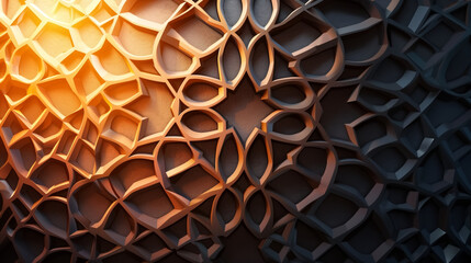Elegant Islamic geometric pattern background featuring intricate arabesque lattice design in teal and silver tones