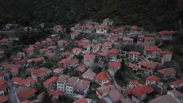 Aerial Shot of Stemnitsa Village, Peloponnese, Greece