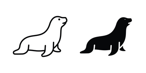 Sea lion icons in different styles. Simple icon design © Pop