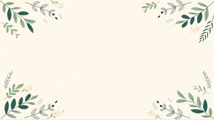 手描き風の植物フレーム背景 北欧ナチュラル素材