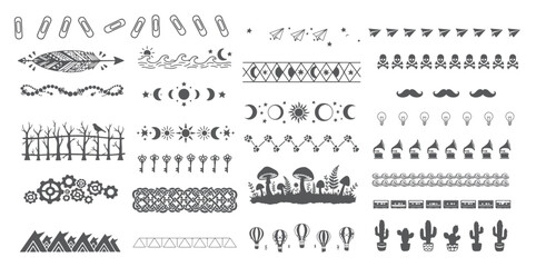 Obraz premium Black and White Graphic Dividers, Scrapbooking Design Kit