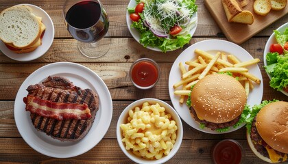 breakfast with fried eggs and vegetables