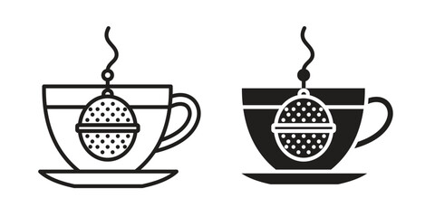 Tea infuser icons in different styles. Simple icon design