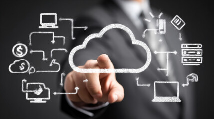 Obraz premium Cloud technology enables flexible business operations.