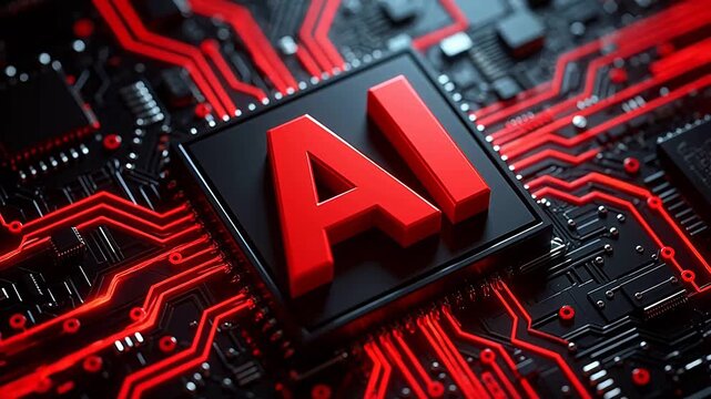 AIChiponRedCircuitBoardBackground