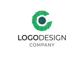 Creative Logo Design Concept for Corporate Identity, Emblem, Company Branding, Green Leafy Elements, Vector Illustration
