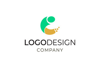 Professional logo design company emblem featuring abstract shapes and text, symbolizing creativity and corporate identity in a modern flat design vector illustration