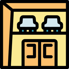 Obraz premium Hotel room interior showcasing a balcony with armchairs, offering a relaxing space with cityscape views