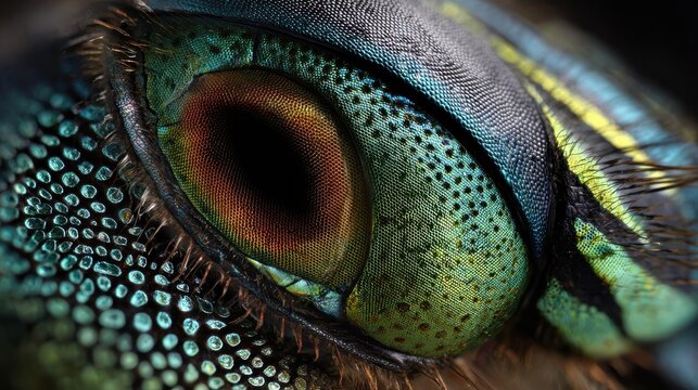 Dragonfly eye macro, compound eye texture, alien tech look