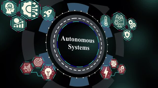 Autonomous systems concept featuring self-operating intelligence, adaptive control loops, machine coordination, and AI-powered digital infrastructure.