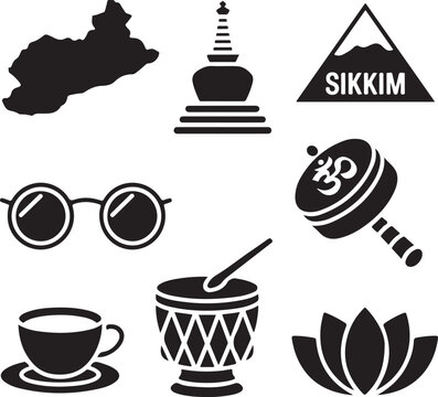 Sikkim icons and symbols collection