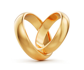 A pair of gold wedding rings - cut out png