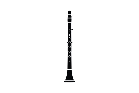Clarinet musical instrument silhouette isolated on white background classical woodwind icon professional gear