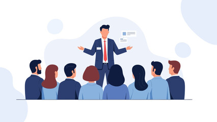 Obraz premium Business Man Presenting to Group of People, Meeting, Conference, Seminar