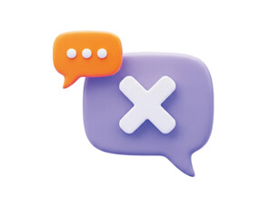 Obraz premium 3D illustration of a purple speech bubble with a white 