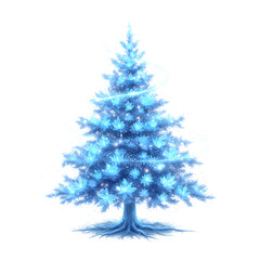 Fototapeta premium Sparkling Blue Christmas Tree with Ice Crystal Accents and Lights