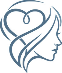 Obraz premium Woman profile flowing hair logo