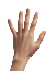 Fototapeta premium Human hand open palm gesture isolated on white background minimal design