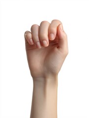 Human hand making fist gesture isolated on white background close up