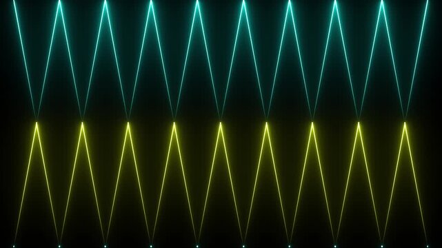 An abstract digital artwork features repeating v shaped light patterns in shades of teal and gold against a dark background high quality professional