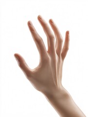 Fototapeta premium Human hand reaching forward isolated on white background minimal gesture concept