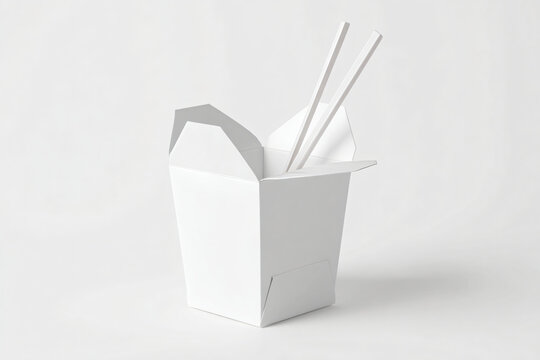 tall takeaway noodle box packaging mockup, blank branding, clean studio background