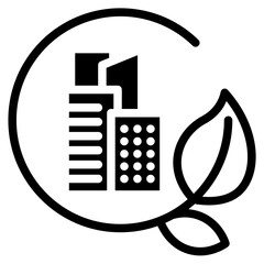 Green city icon glyph style vector illustration © Admotret