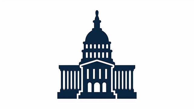Dark Blue Capitol Building Silhouette Motion Graphic Loop Background