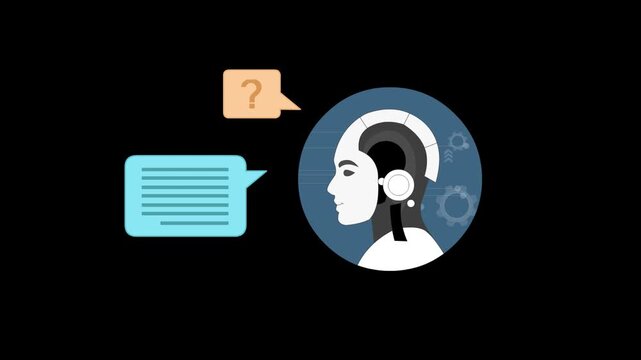 Artificial intelligence chat service concept animation  with alpha 