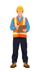 Construction Worker in Safety Vest and Hard Hat.