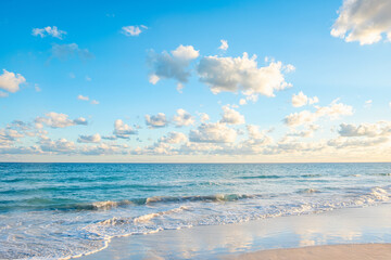 Serene ocean waves gently lapping the sandy beach.