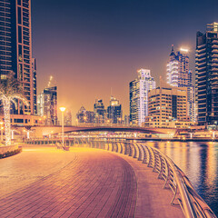 Dubai Marina area in Dubai, United Arab Emirates