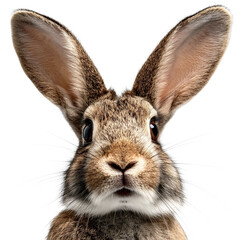 Obraz premium PNG of Close-up of a fluffy rabbit with large ears and bright eyes.