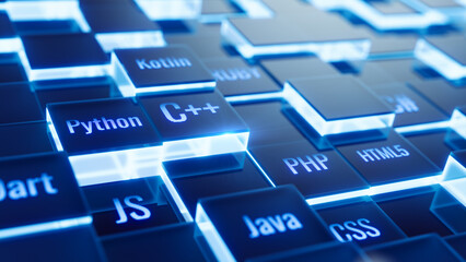 Programming languages - coding, programming concept. 3d illustration